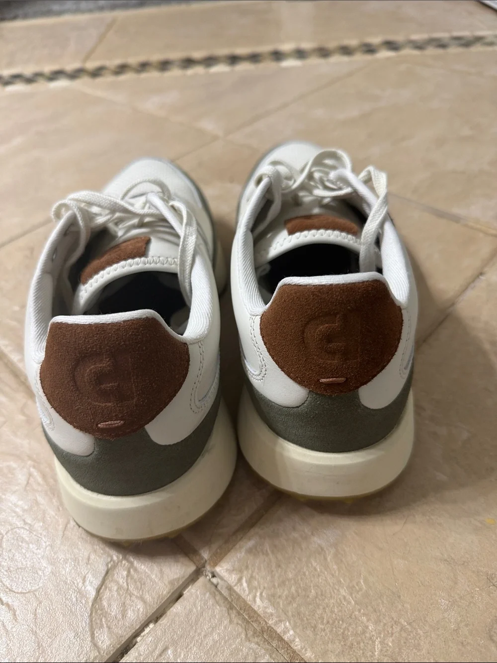 Cole Haan White, Olive & Brown Leather Sneakers